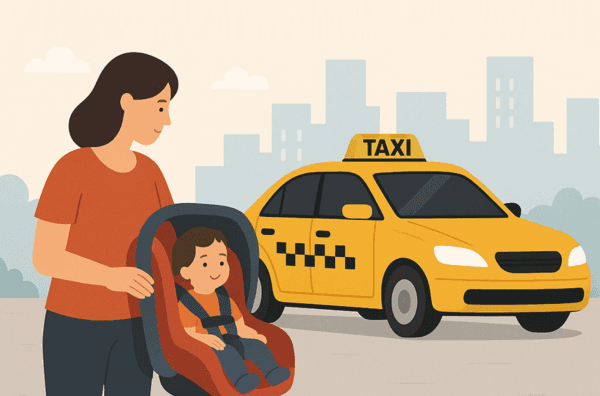 Reizen met kinderen? Informatie over taxi's met kinderzitjes.